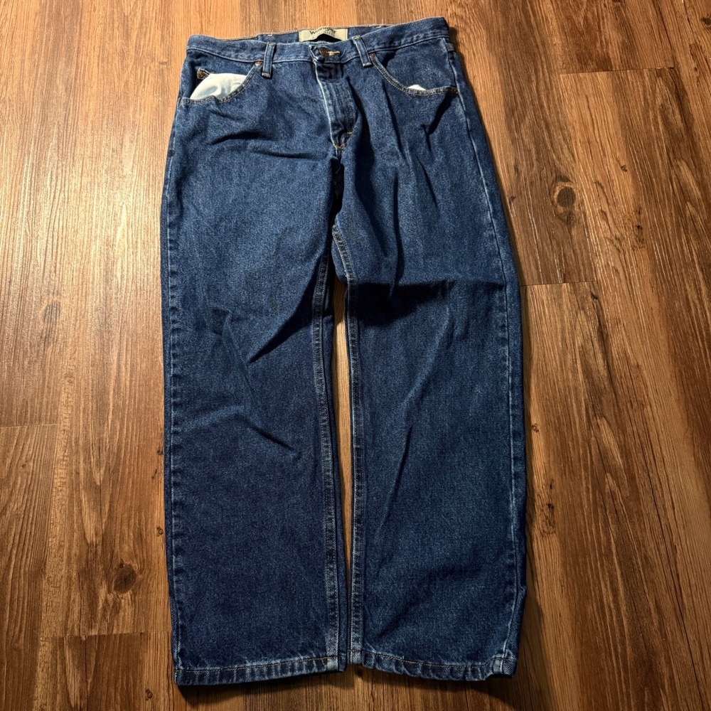 Wrangler Authentics Mens Dark Wash Relaxed Fit Jeans 34x28 10ZM100RD